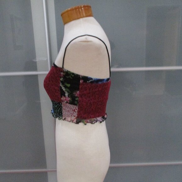 Desigual Mesh Overlay Spaghetti Strap Cropped Tank Top - Picture 2 of 7